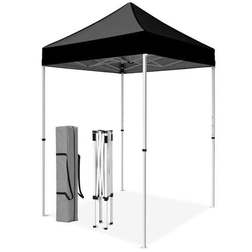 5x5 Pop Up Canopy Tent, Instant Portable Beach Canopy, Outdoor Tent with Carry Bag for Camping, Sports, Tailgating, Events, Black - color: Black, size: W/O Wall