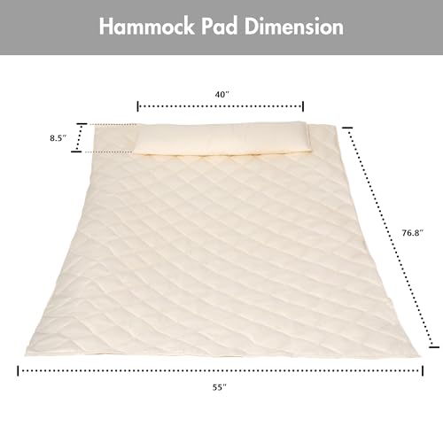 ANOW Double Hammock Pad and Hammock Pillow Set, Portable Polyester Hammock Pad, Cream - color: Cream