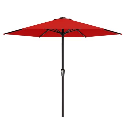 AreShark 11 FT Patio Umbrella for Outdoor, Outdoor Table Umbrella with Push Button Tilt and Crank, Outdoor Patio Umbrellas with 6 Sturdy Ribs, Patio Umbrellas for Market, Garden, Pool (Red) - color: Red, size: 11ft