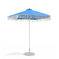 Formosa Covers 9ft 8-Rib Boho Replacement Umbrella CANOPY ONLY with Tassel Fringe Valance — Olefin Fabric, UV-Treated, Fits Market Patio Frames - color: Tassel Capri Blue