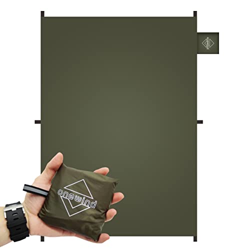 Onewind Compact Footprint, 4000mm Waterproof Rate PU Coating, 55" *39"Ultralight Camping Floor Ground Sheet with Carry Bag for Backpacking, Hiking, Camping, Picnic, Ground - color: Od Green-med, size: 55" X 39"