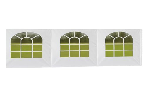 Heavy Duty Replacement Side Wall Panel with Arch Windows, 12 Mil for Party Tent Canopy (White 3 Window – 30 ft Valance Side Wall, Large Arch Windows, 12 Mil Heavy Duty Replacement Panel (1 Pc)) - style: White 3 Window – 30 ft Valance Side Wall, Large Arch