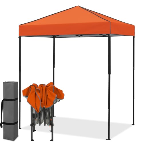 EAGLE PEAK 6x4 Instant Pop Up Canopy Tent, Straight Leg Sun Shelter, Portable Canopy with Carry Bag for Camping, Beach & Sports, Orange - color: Orange, size: No Wall