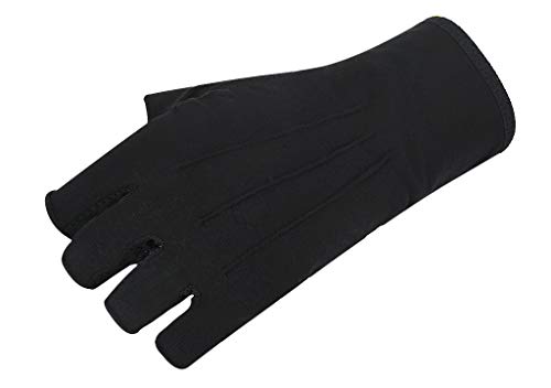 Lightweight Summer Fingerless Gloves Men Women UV Sun Protection Driving Cotton Gloves Nonslip Touchscreen Mittens - color: Black