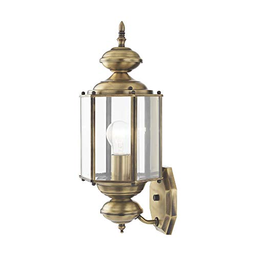 Livex Lighting 2006-01 Outdoor Wall Lantern with Clear Beveled Glass Shades, Antique Brass - color: Antique Brass