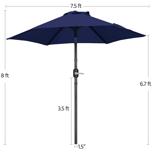 Yaheetech 2 Pack 7.5FT Outdoor Patio Umbrella Outdoor Table Umbrella w/Push Button Tilt & Crank, Yard Sun Shade UV Protection Waterproof for Pool, Market, Terrace, Beach, Outdoor Restaurant, Navy Blue - color: Navy Blue, size: 7.5FT