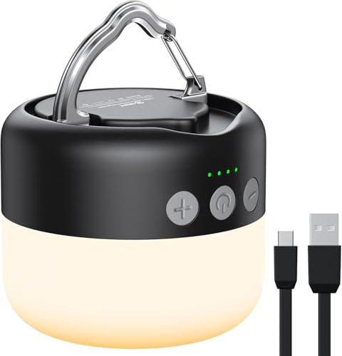 LED Camping Lantern Rechargeable 1000LM, Up to 300H Running Time Camping Tent Light, 6700mAh Emergency Hanging Light for Hurricane, Power Outages, Home, Hiking, Water-Resistant, Black - style: Black