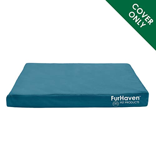 Furhaven Replacement Dog Bed Cover Water-Resistant Indoor/Outdoor Logo Print Oxford Polycanvas Mattress, Washable - Deep Lagoon, Medium - color: Deep Lagoon, size: Medium (Pack of 1)