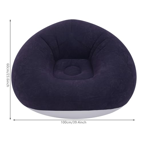 6 Pcs Bean Bag Chair with Air Pump, Portable Inflatable Couch Blow Up Lazy Sofa 330LBS Load Capacity, Folding Beanbag Air Sofa for Camping, Outdoor Movie Nights, Living Room (Deep Blue)