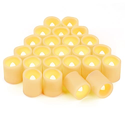 24 Battery Powered Flickering LED Tea Lights, Flameless Votive Electric Fake Candles for Wedding, Festival Celebration,Party, Halloween and Christmas Decoration(Warm White) - color: Warm White Tea Lights (1.8") - 24 Pack