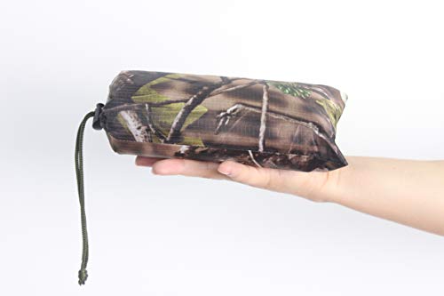 AUSCAMOTEK Camouflage Rain Poncho Hooded Waterproof Camo Raincoat with Blind Pattern for Hunting Hiking Camping Fishing - color: Woodland-green