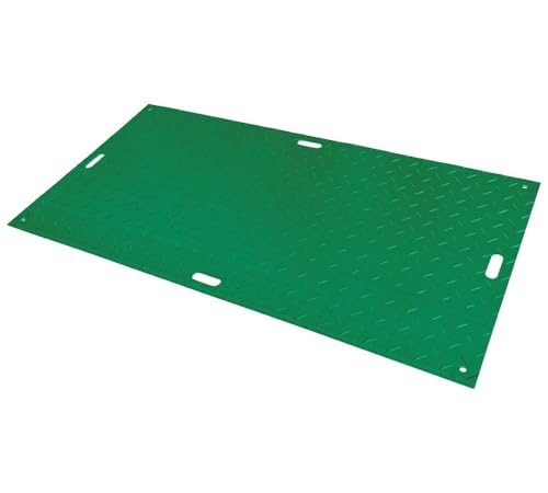 Mytee Products 4' x 8' Green Ground Protection Mats with Double Sided Diamond Plated Tread Design - High-Density Polyethylene Mat, Easily Supports 120 Ton Loads on Lawns, Dirt, and Any Other Areas - color: Green, size: 1 - Pack