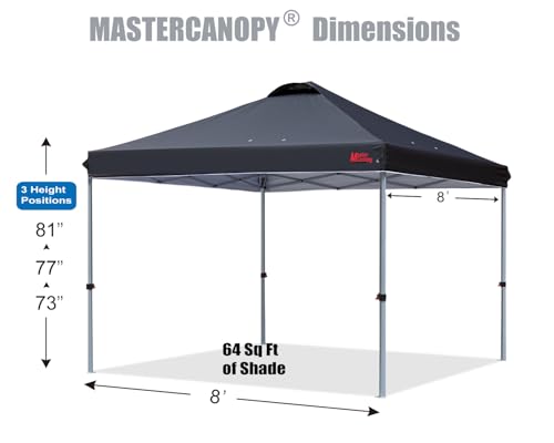 MASTERCANOPY Durable Pop-up Canopy Tent with Roller Bag (8x8, Black) - color: Black, size: 8x8