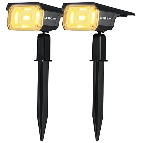 LEREKAM 40 LEDs Spotlights,IP65 Waterproof Solar Powered Landscape Spotlights 2-in-1 Wall Light, Outdoor Landscaping Lights Auto On/Off for Yard Garden 2Pack Warm-White - color: Warm White, size: 2 Pack