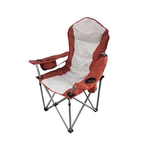 Wild Scape Oversized Folding Camping Chair for Adults, Foldable Beach Chairs with Cup Holder, Cooler Pocket, Amazon's Best Value for Heavy Duty, Fishing Chair for Outdoor, Garden Picnic (Orange-red) - color: Orange-red