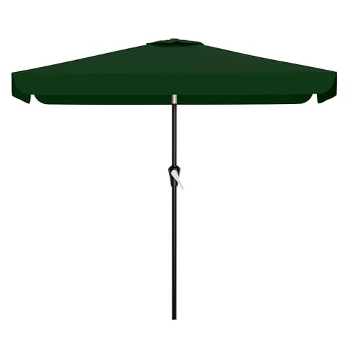 AreShark 6.5 x 10 FT Rectangular Valance Patio Umbrella, Outdoor Umbrella with Tilt and Crank, Market Table Umbrellas W/ 6 Ribs UV Protection for Garden, Deck, Backyard and Pool, Dark Green - color: Dark Green, size: 6.5x10 FT