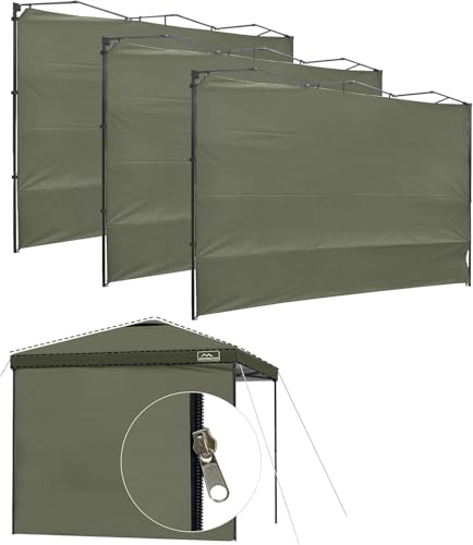 KAMPKEEPER 10X10 Canopy Tent Sidewalls with Zipper for Canopy Frame, 3Pcs Sunwalls Only, UPF50+ Waterproof Side Walls(Olive Green) - color: Olive Green