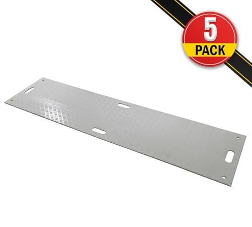 Mytee Products 5 Pk 2' x 8' White Ground Protection Mats with Diamond Plated Tread Design - High Density Polyethylene Mat, Easily Supports 50 Ton Loads on Lawns, Dirt, and Any Other Areas - color: White, size: 2 x 8 Feet, style: 5 - Pack