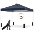 Tangkula 10 x10 Ft Pop Up Canopy with Center Lock, UPF 50+ One-Button Setup Outdoor Canopy Tent with Roller Bag, 4 Sand Bags, Heavy-Duty Steel Frame, 8 Stakes, 4 Ropes for Camping, Picnic - color: Blue