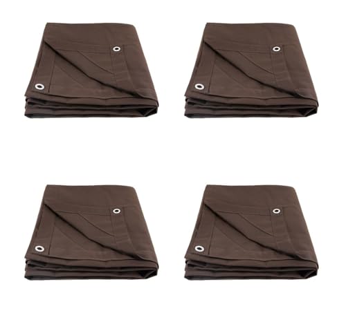 Mytee Products (4 Pack) 6' x 8' Dark Brown Canvas Tarp 12oz - Water Resistant & Breathable - Heavy Duty Tarps - Multipurpose Tarpaulin Cover for Camping Tent - color: Dark Brown (4 Pcs), size: 6' x 8'