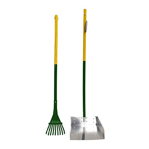 Four Paws Stainless Steel Long-Handled Dog Pooper Scooper Rake & Pan 2 Piece Set, Pet Waste Pickup Tool, 38" x 10" - size: Large, 9.5" x 10" x 38", style: Rake & Pan Set