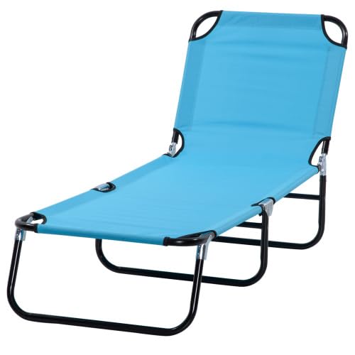 Majnesvon Outdoor Sun Tanning Chairs with 5-Level Reclining Back, Folding Chaise Lounge Pool Chairs with Steel Frame, for Beach, Yard, Patio(Blue 3) - color: Blue 3