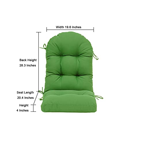 QILLOWAY Outdoor High Back Chair Cushion for Adirondack, All Weather Rocking Chair Cushions Thick Padded Replacement for Patio Furniture,Green - color: Green