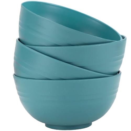 Unbreakable Wheat Straw Cereal Bowls Set of 4, 24 OZ Microwave and Dishwasher Safe Lightweight Soup and Salad Bowl Sets, Reusable Dessert Bowls for Rice, Pasta, Snack, Fruit, BPA Free (Dark Green) - color: Dark Green