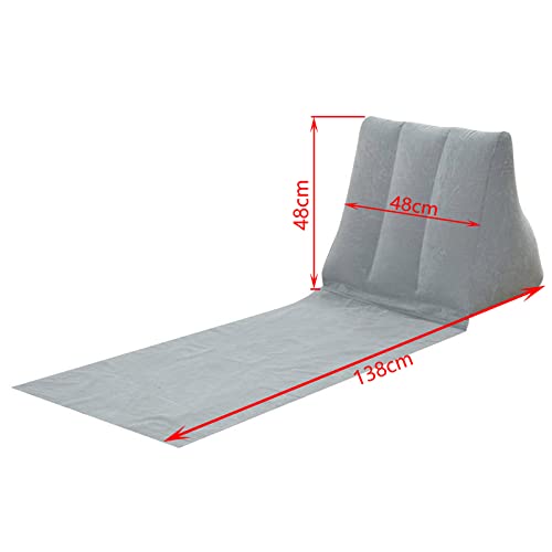 2X Inflatable Outdoor Sun Bath Beach Mat Pillows Flocking Beach Chairs with Backrest Inflatable Lounger for Portable Travel Camping - color: Grey