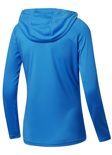 Willit Women's UPF 50+ Sun Protection Hoodie SPF Shirt Long Sleeve Hiking Fishing Outdoor Shirt Lightweight Hoodie - color: Brilliant Blue, size: Medium