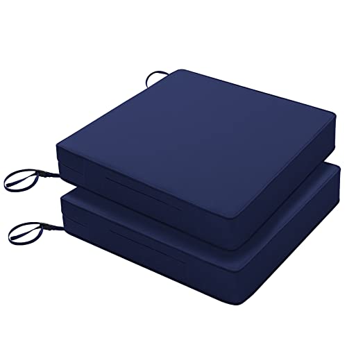Favoyard Patio Chair Cushions 22 x 22 x 3 Inch Waterproof Outdoor Seat Cushions for Patio Furniture 3-Year Color Fastness Garden Sofa Couch Pads with Handle & Adjustable Straps Set of 2, Blue - color: Blue, size: 22 x 22 x 3 In