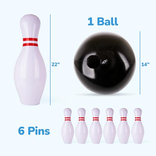 ArtCreativity Giant Inflatable Bowling - Set of 6 Pins - Fun Indoor or Outdoor Games for Kids & Adults - Backyard Christmas, Carnival, Birthday Party Activities for Family - Kids Motor Skills Toy Set