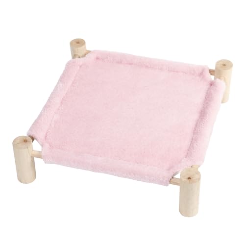 Patas Lague Cat and Dog Hammock Bed for Small Dogs, Brethable Wooden Cat Pet Rabbit Elevated Bed Cots Furniture for All Seasons Fleece Pink - color: Fleece Pink