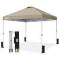 CROWN SHADES 12x12 Pop Up Canopy Outside Canopy, Patented One Push Tent Canopy with Wheeled Carry Bag, Bonus 8 Stakes and 4 Ropes, Beige - color: Beige, size: 12x12