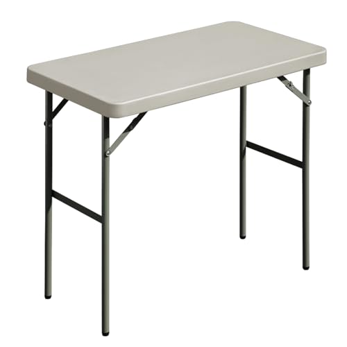 Folding Table 2.7ft Rectangular All-Occasion Plastic Folding Event Table for Indoor and Outdoor, Portable Desk, Camping, Durable and Stable, HDPE and Steel, Wide Application, Grey - color: Grey, size: 2.7ft