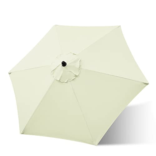 Sunnyglade 7.5ft Patio Umbrella Replacement Canopy Market Umbrella Top Outdoor Umbrella Canopy with 6 Ribs - color: Beige