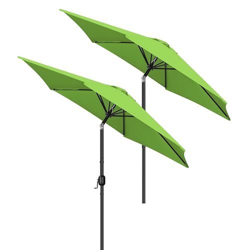 Yaheetech 2 Pack 9FT Outdoor Patio Umbrella Outdoor Table Umbrella w/Push Button Tilt & Crank, Yard Sun Shade UV Protection Waterproof for Pool, Market, Terrace, Beach, Outdoor Restaurant, Grass Green - color: Grass Green, size: 9FT