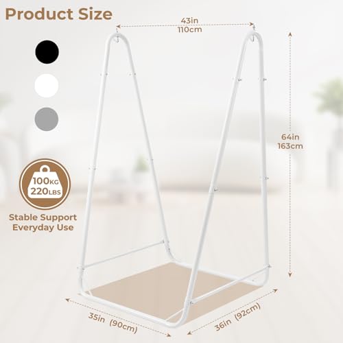 Hammock Stand for Multiple Hammock, Heavy-Duty Steel Hanging Chair Stand for Indoor & Outdoor, Solid Support & Stable Base, 220 lbs Capacity, Easy Assembly, U-Shaped Stand Only - White - color: White, size: Stand Only