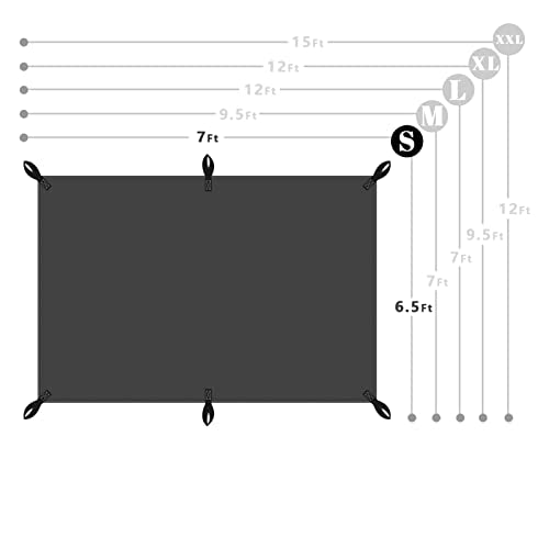20 Mil Black Waterproof Tarp 6.5×7ft Heavy Duty Canvas Cover for Outdoor All Weather Oxford Tarpaulin for Truk Bed Roof, Boats, Pool, Woodpile, Robust, Rip & Tear Proof - size: 6.5x7ft