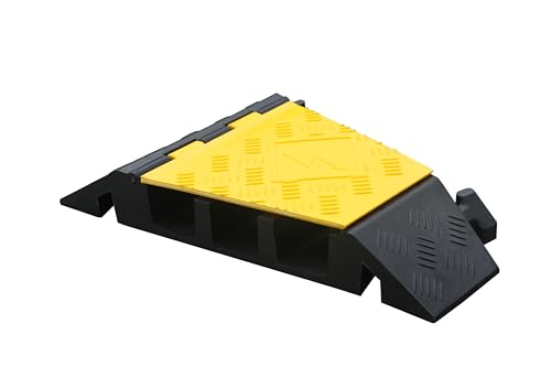 Kable Kontrol Atlas Heavy Duty Cable Protector - 22.5° Degree Right Turn - 3 Channel - CP9986 Compatible - Black & Yellow - Speed Bump and Wire Protector Turn for Indoor & Outdoor Use - size: 3 Channel - Right Turn