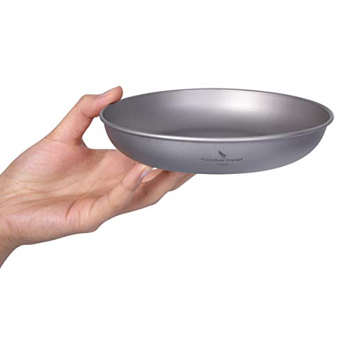 iBasingo Titanium Pan Dish Plate with Carry Mesh Bag Ultralight for Outdoor Camping Tableware Cookware Mess Kit A-Ti1102T - color: M- Ti1102T