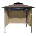 3PCS Grill Gazebo Replacement Canopy Sidewall, 5' x 8' Outdoor BBQ Gazebo Canopy Sunwall,(Beige) - color: Beige