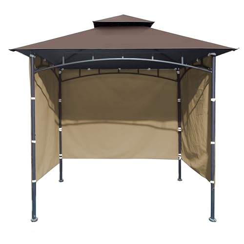 3PCS Grill Gazebo Replacement Canopy Sidewall, 5' x 8' Outdoor BBQ Gazebo Canopy Sunwall,(Beige) - color: Beige