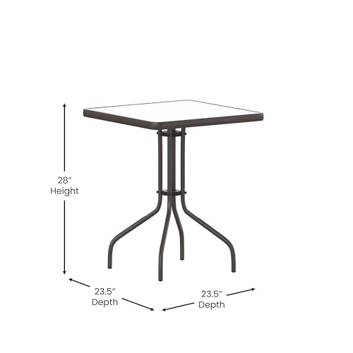 Flash Furniture Barker 23.5'' Square Indoor/Outdoor Tempered Glass Metal Frame Side Table, Bronze - color: Clear Top/Bronze Frame, size: 23.5" Square