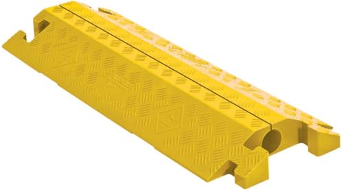 Checkers 1 Channel Industrial Drive Over Cable Protector, Drop in for 2.25" Lines, 23k/Axle Load Capacity Hose and Cable Ramp for Heavy Duty Equipment, Made in The USA, Yellow, CP1X225-GP-Y - color: Yellow, style: Drop In