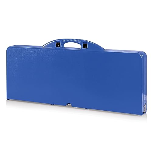 Picnic TIME Portable Folding Picnic Table with Seats for 4, Collapsible Aluminum Table with Benches & Umbrella Hole, Lightweight Foldable Table for Camping, Travel, Backyard, Tailgating | with Umbrella Hole - color: Royal Blue