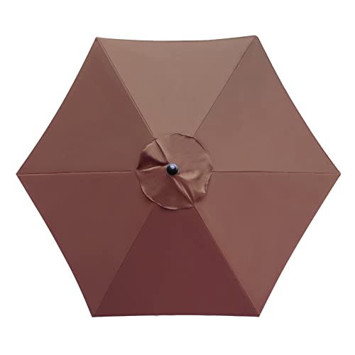 Sunnyglade 7.5ft Patio Umbrella Replacement Canopy Market Umbrella Top Outdoor Umbrella Canopy with 6 Ribs - color: Coffee