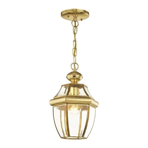 Livex Lighting 2152-02 Monterey 1-Light Outdoor Hanging Lantern, Polished Brass - color: Polished Brass