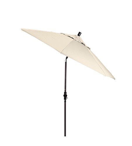 California Umbrella 9' Round Aluminum Market Umbrella, Crank Lift, Collar Tilt, Bronze Pole, Antique Beige Olefin - color: Antique Beige