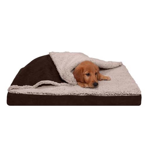 Furhaven Cooling Gel Dog Bed for Medium/Small Dogs w/ Removable Washable Cover, For Dogs Up to 35 lbs - Berber & Suede Blanket Top Mattress - Espresso, Medium - color: Blanket Top - Berber & Suede (Espresso), size: Medium